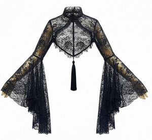 NWOT Widow by Dolls Kill Black Lace Bell Sleeve Gothic Shrug Bolero Large
